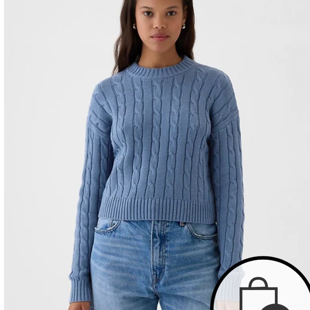 GAP Blue Crew Neck Cable Knit Sweater